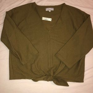 Texture & Thread Long-Sleeve Tie-Front Top